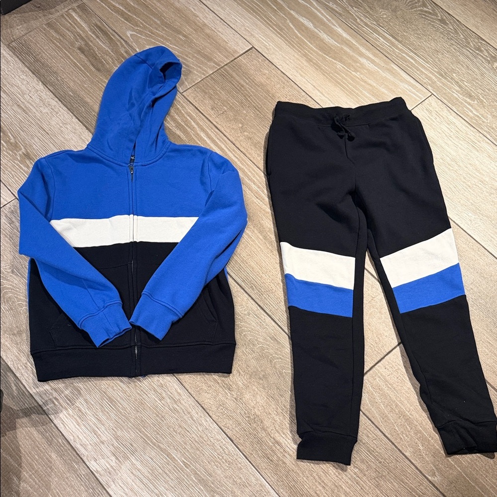 The Children's Place Blue, Black & White Colorblock Hoodie and Joggers